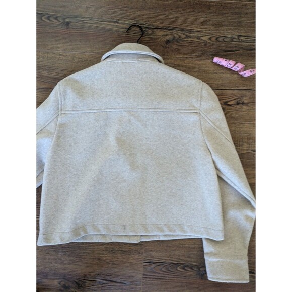 ZARA STUDIO FAUX WOOL METAL BUTTON CROPPED JACKET Biege Size Medium - Picture 10 of 10